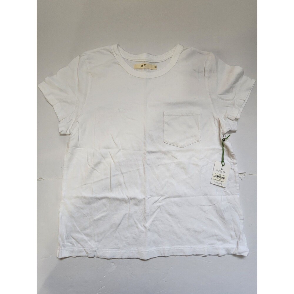 American Eagle AE77 T-shirt Boys Small White Crew Neck Chest Pocket